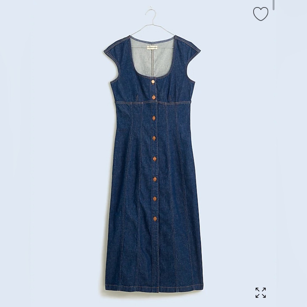 Denim Square-Neck Midi Dress NEW